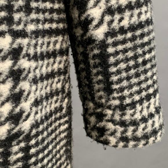 NANETTE LEPORE Size M Grey Black Wool Blend Houndstooth Collarless Coat - Picture 6 of 9